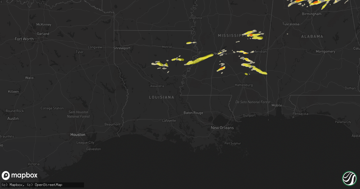 Hail map in Louisiana on March 27, 2017