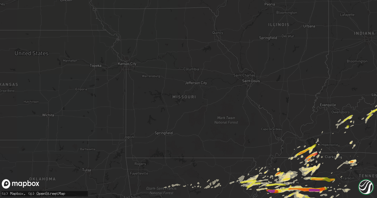 Hail map in Missouri on March 27, 2017