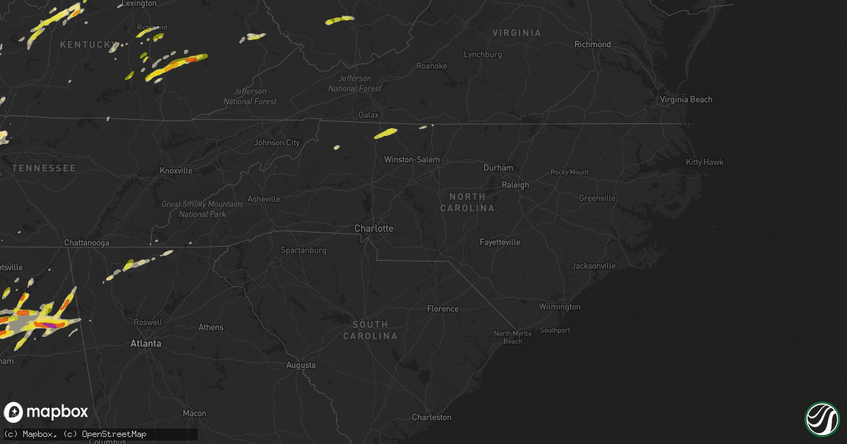 Hail map in North Carolina on March 27, 2017