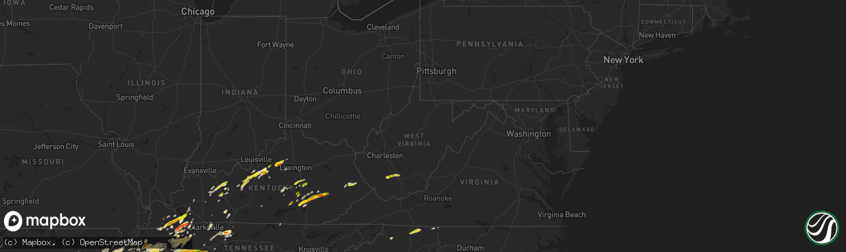 Hail map in West Virginia on March 27, 2017