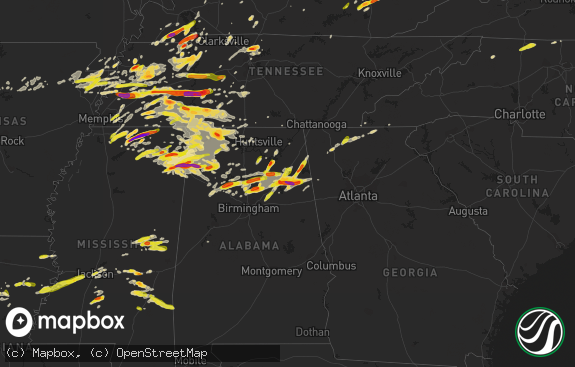 Hail map preview on 03-27-2017