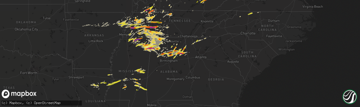 Hail map on March 27, 2017