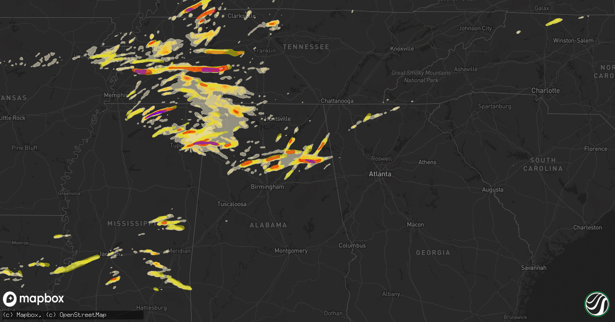 Hail map on March 27, 2017