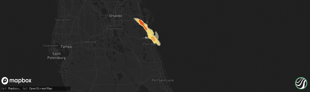 Hail map in Melbourne Beach, FL on March 27, 2019