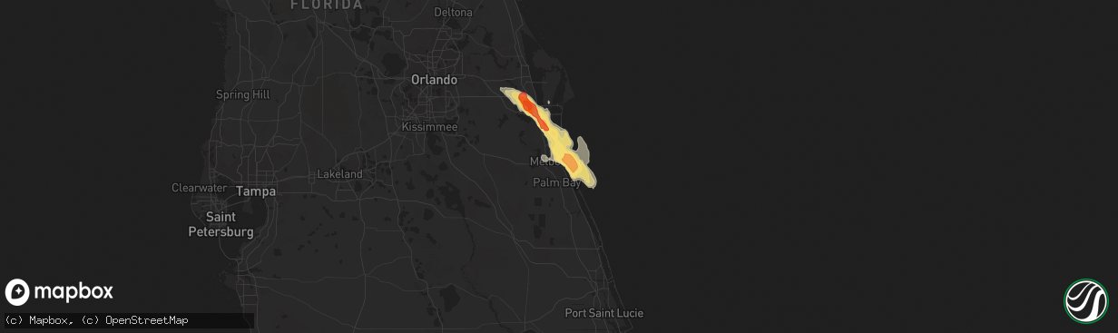 Hail map in Melbourne, FL on March 27, 2019