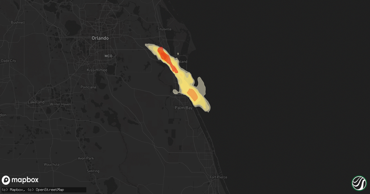 Hail map in Melbourne, FL on March 27, 2019