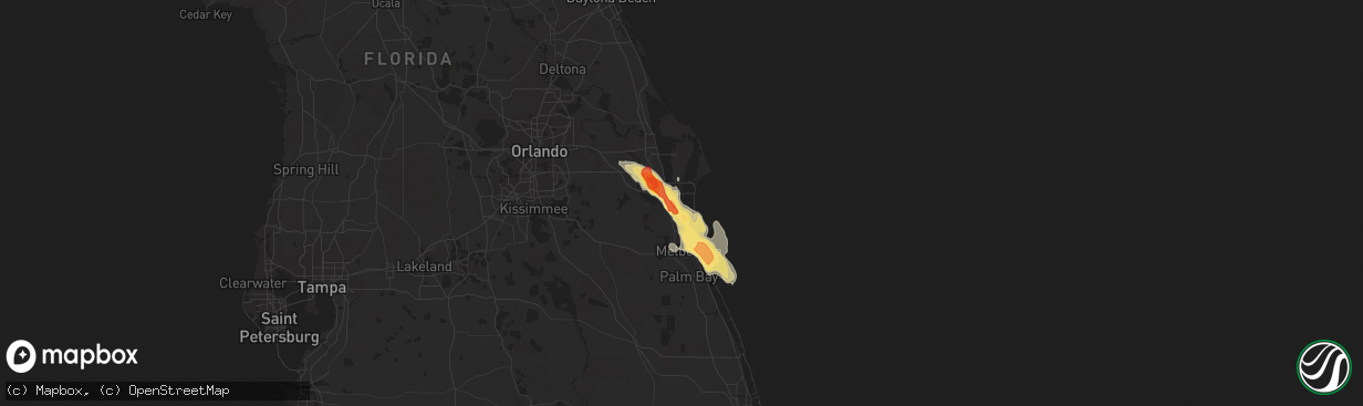 Hail map in Merritt Island, FL on March 27, 2019