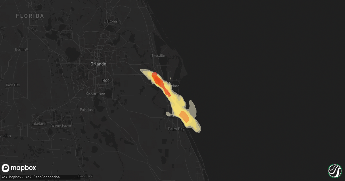 Hail map in Merritt Island, FL on March 27, 2019