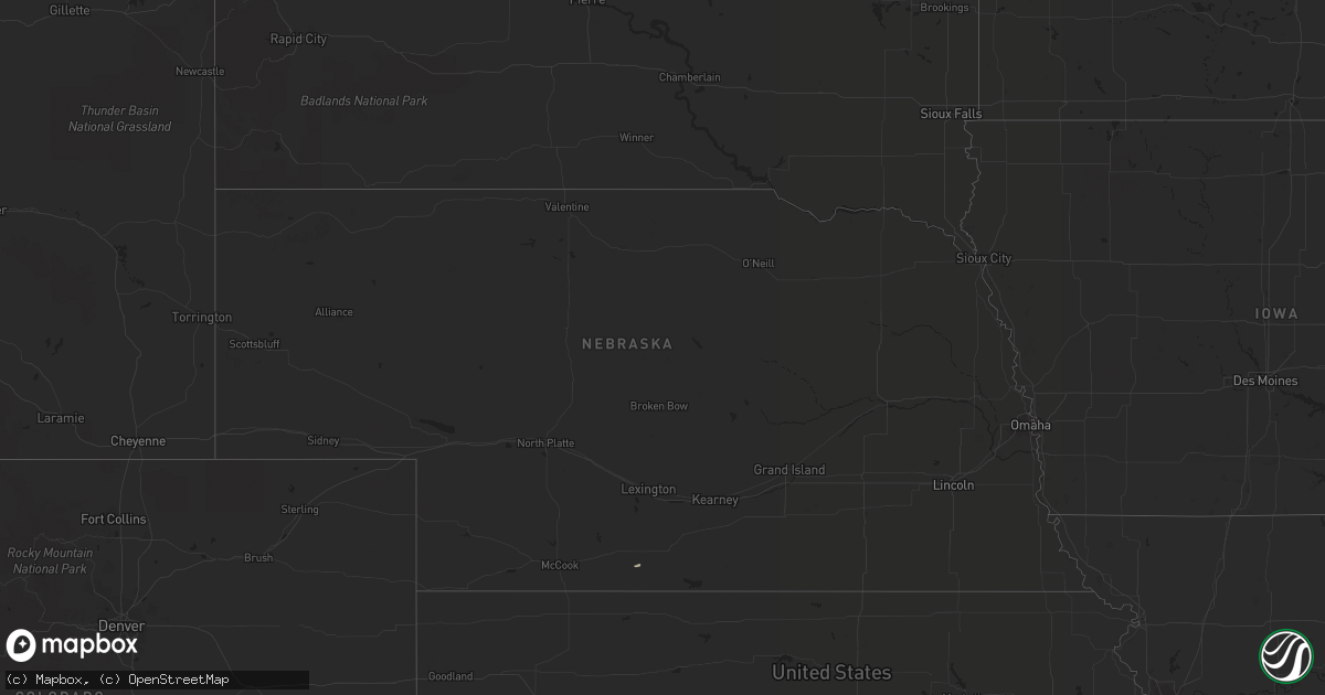 Hail map in Nebraska on March 27, 2019