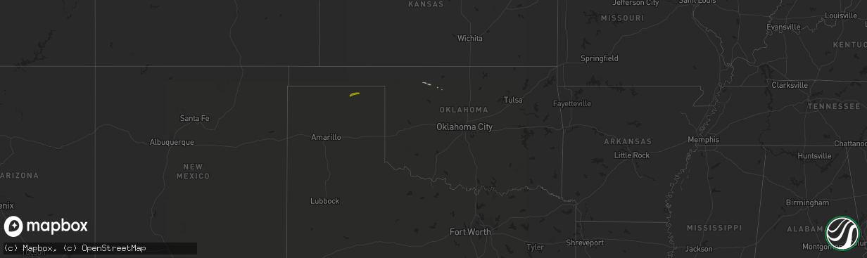 Hail map in Oklahoma on March 27, 2019