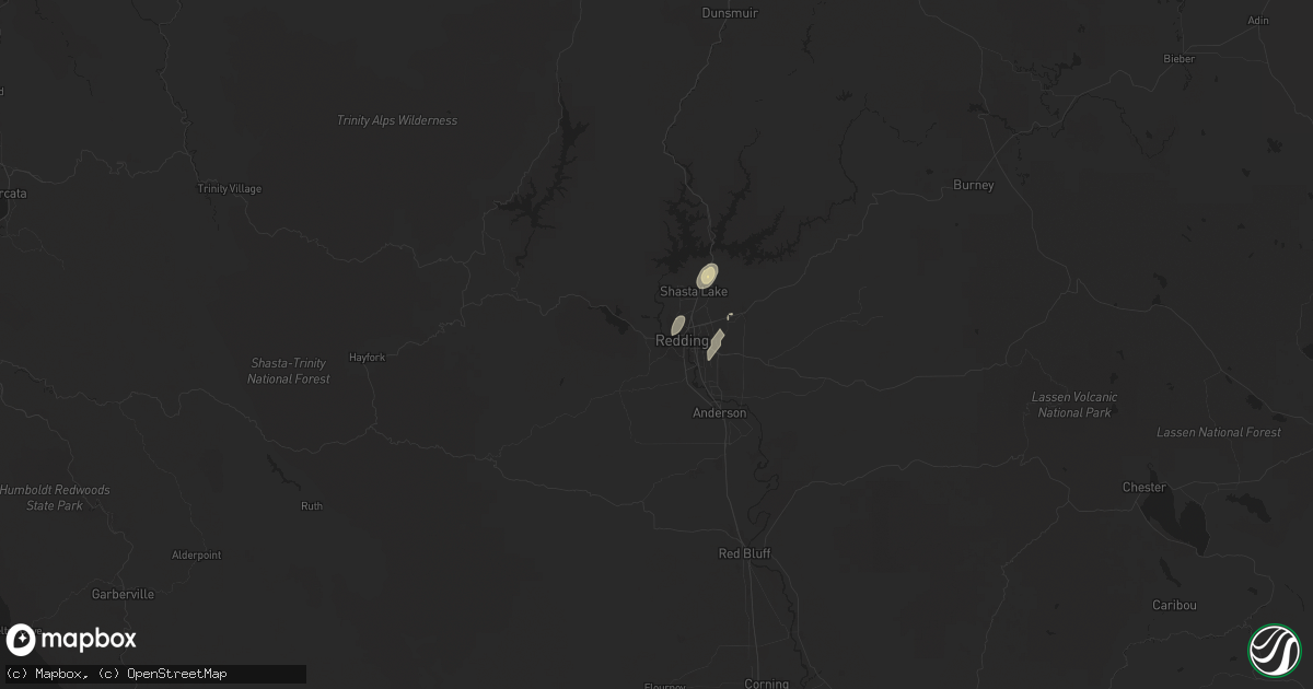 Hail map in Redding, CA on March 27, 2019