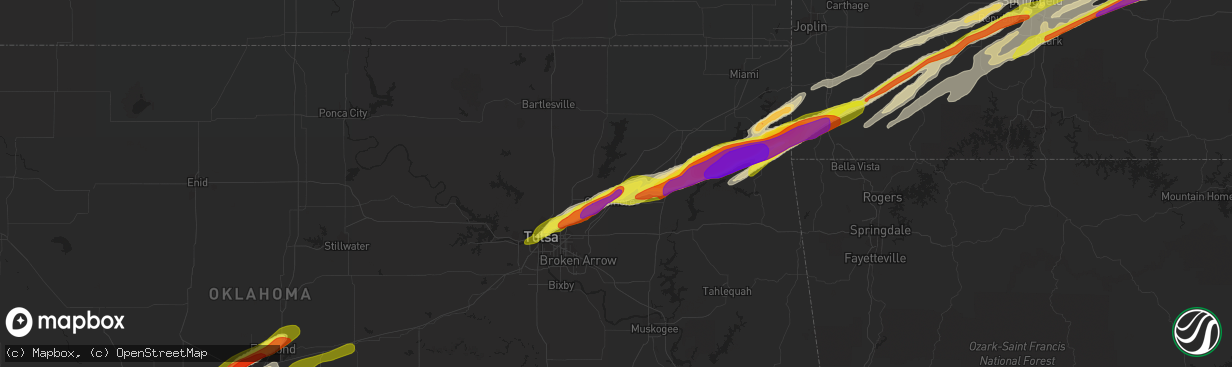 Hail map in Claremore, OK on March 27, 2020