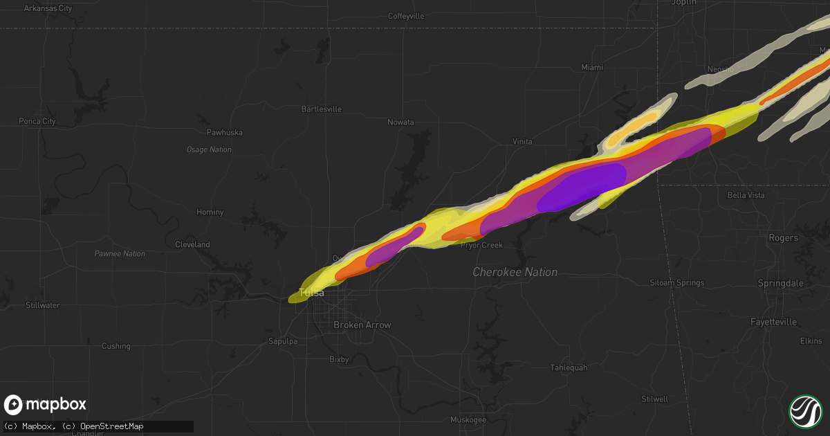 Hail map in Claremore, OK on March 27, 2020