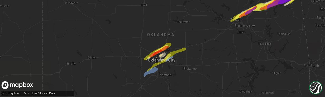 Hail map in Edmond, OK on March 27, 2020