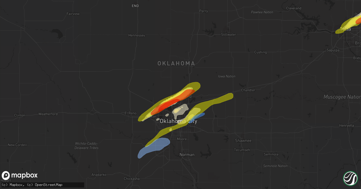 Hail map in Edmond, OK on March 27, 2020