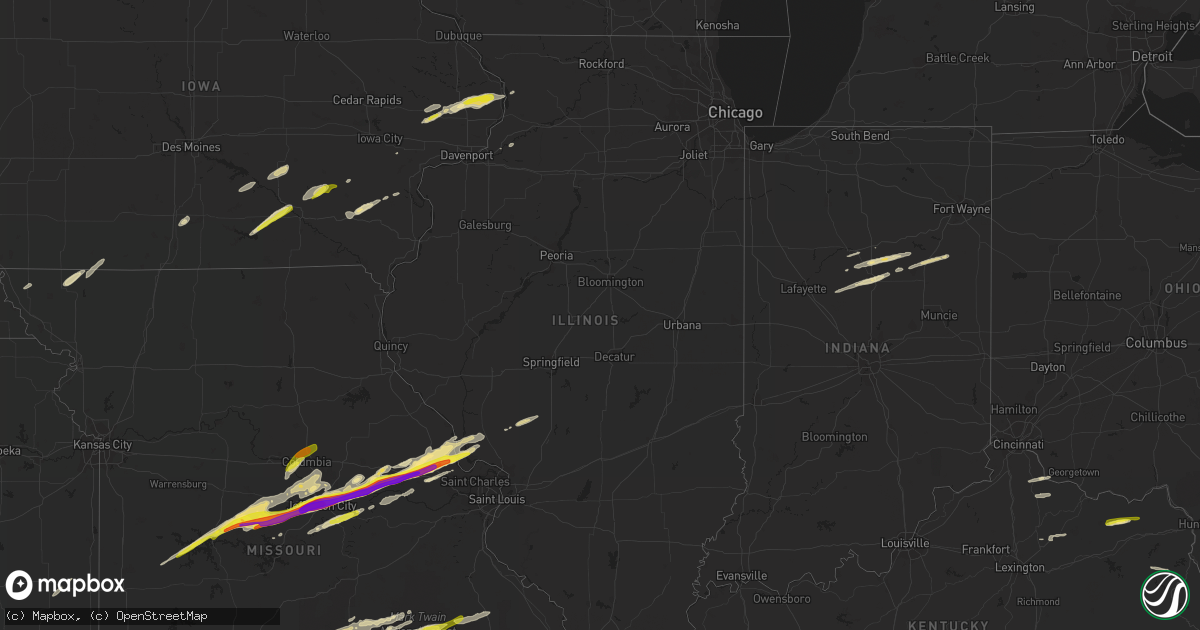 Hail map in Illinois on March 27, 2020