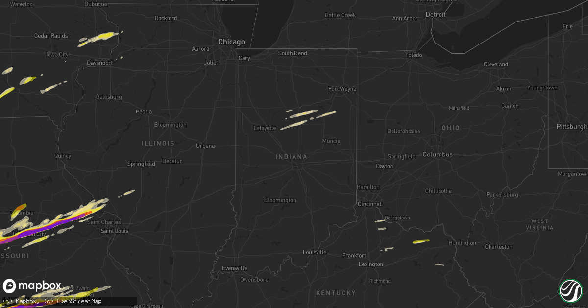 Hail map in Indiana on March 27, 2020