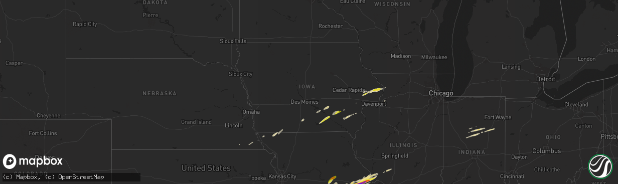 Hail map in Iowa on March 27, 2020