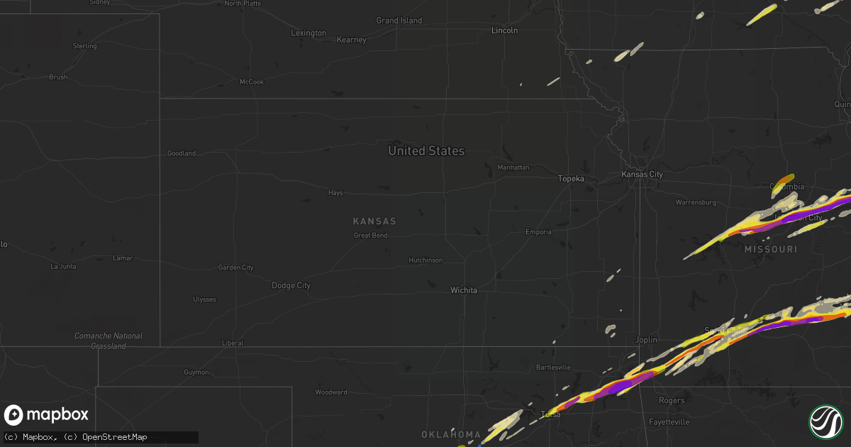 Hail map in Kansas on March 27, 2020