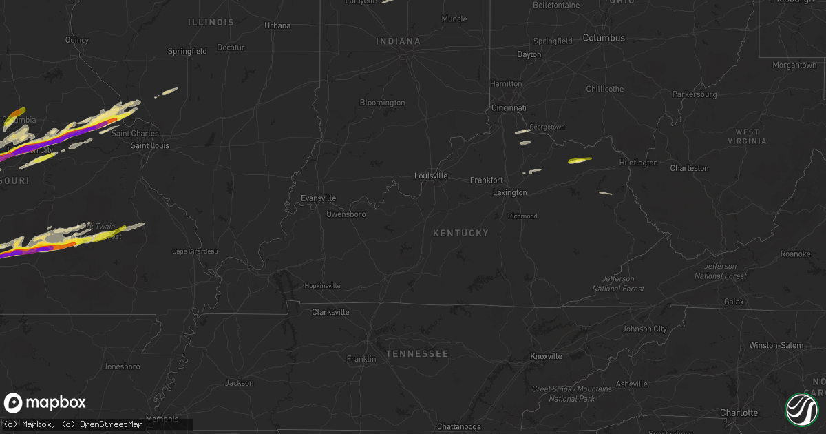 Hail map in Kentucky on March 27, 2020
