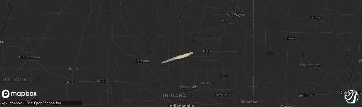 Hail map in Kokomo, IN on March 27, 2020