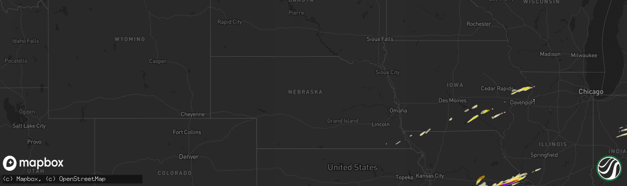 Hail map in Nebraska on March 27, 2020