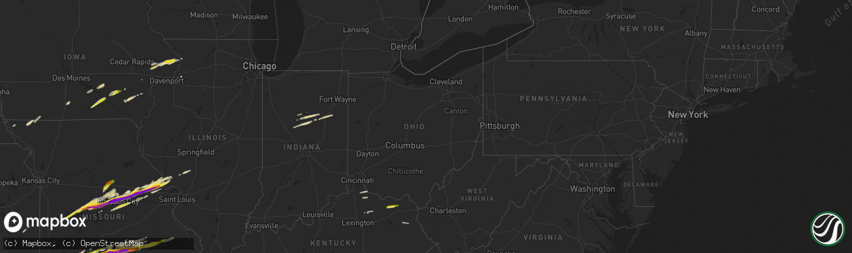 Hail map in Ohio on March 27, 2020