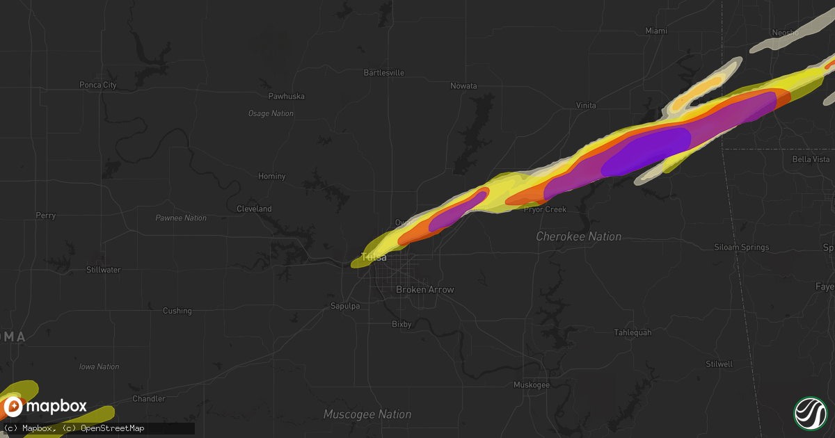 Hail map in Owasso, OK on March 27, 2020