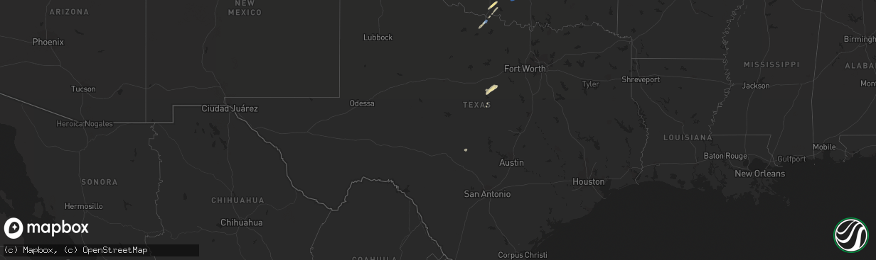 Hail map in Texas on March 27, 2020