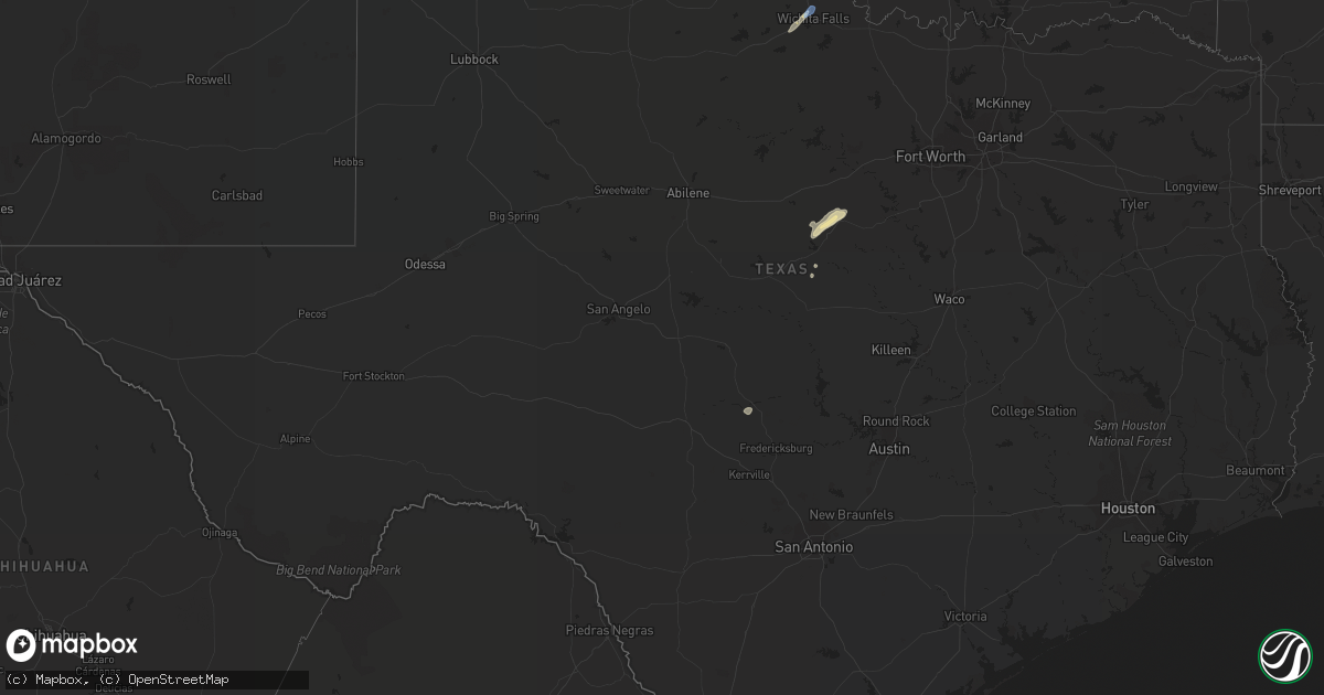 Hail map in Texas on March 27, 2020