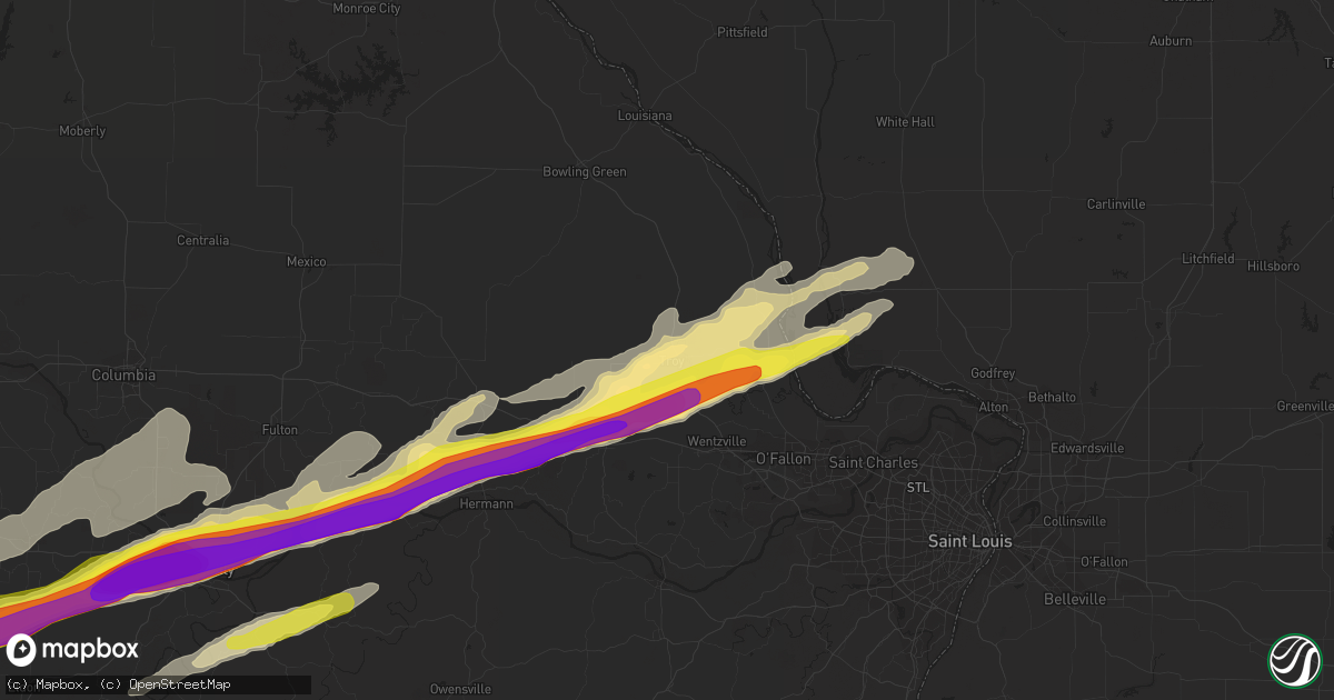 Hail map in Troy, MO on March 27, 2020