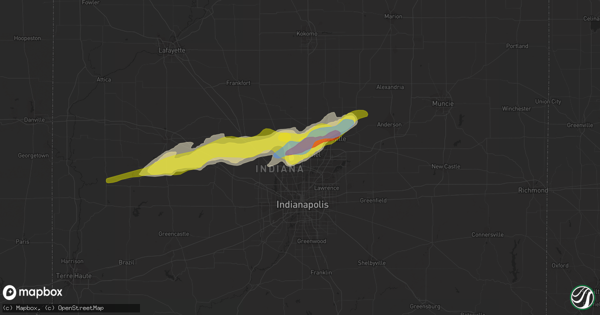 Hail map in Carmel, IN on March 27, 2021