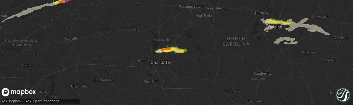 Hail map in Concord, NC on March 27, 2021