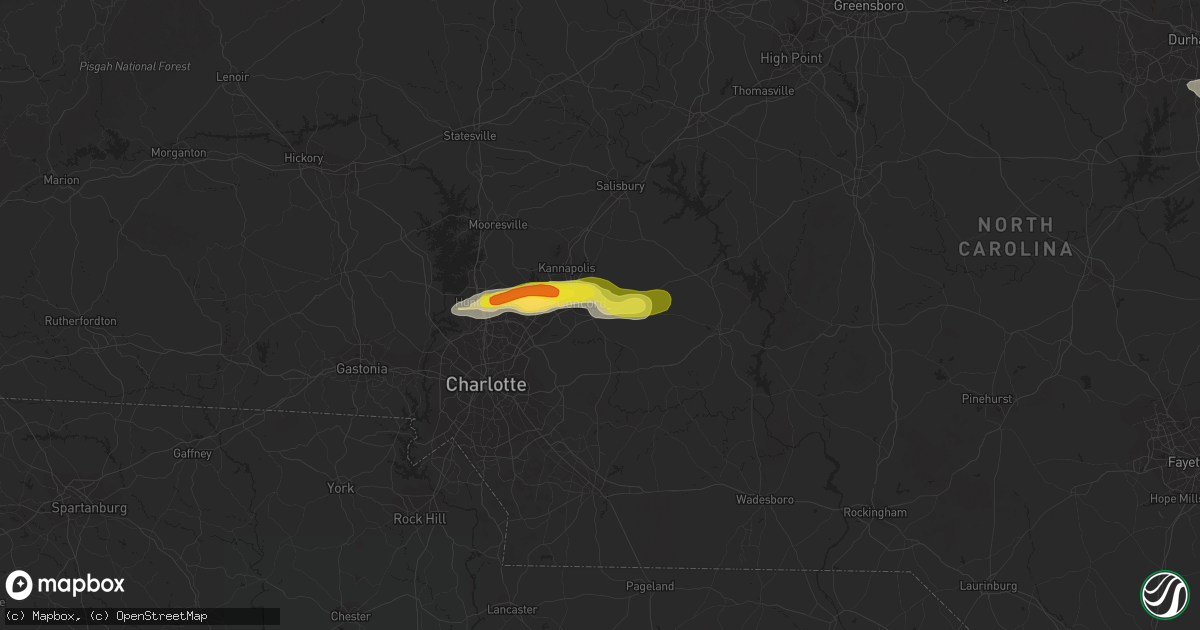 Hail map in Concord, NC on March 27, 2021