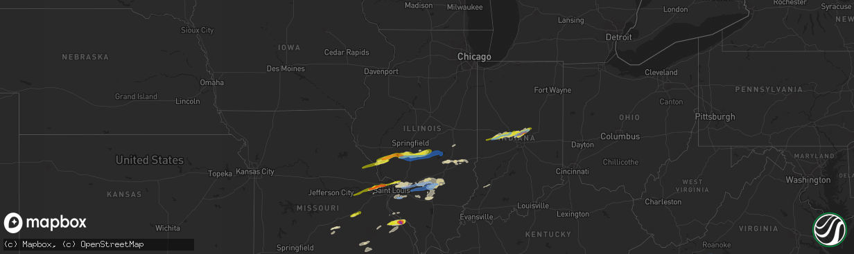 Hail map in Illinois on March 27, 2021