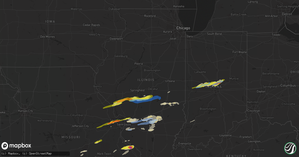 Hail map in Illinois on March 27, 2021