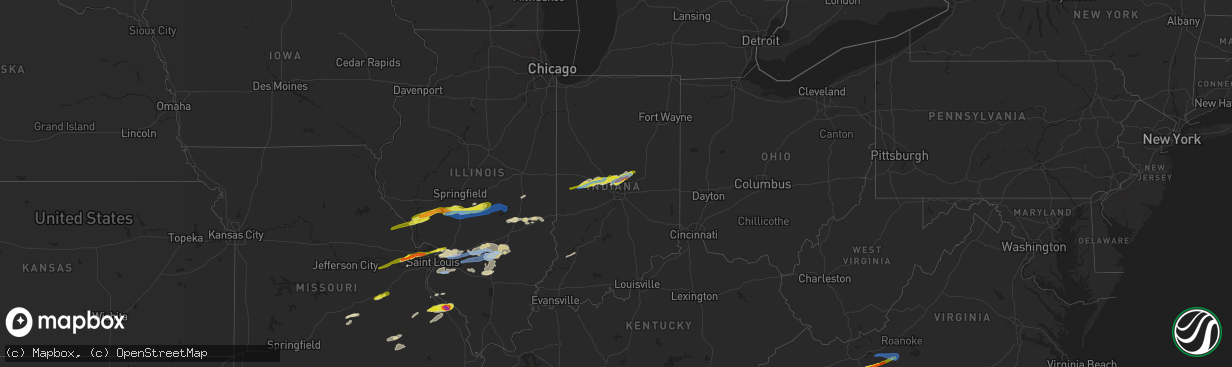 Hail map in Indiana on March 27, 2021