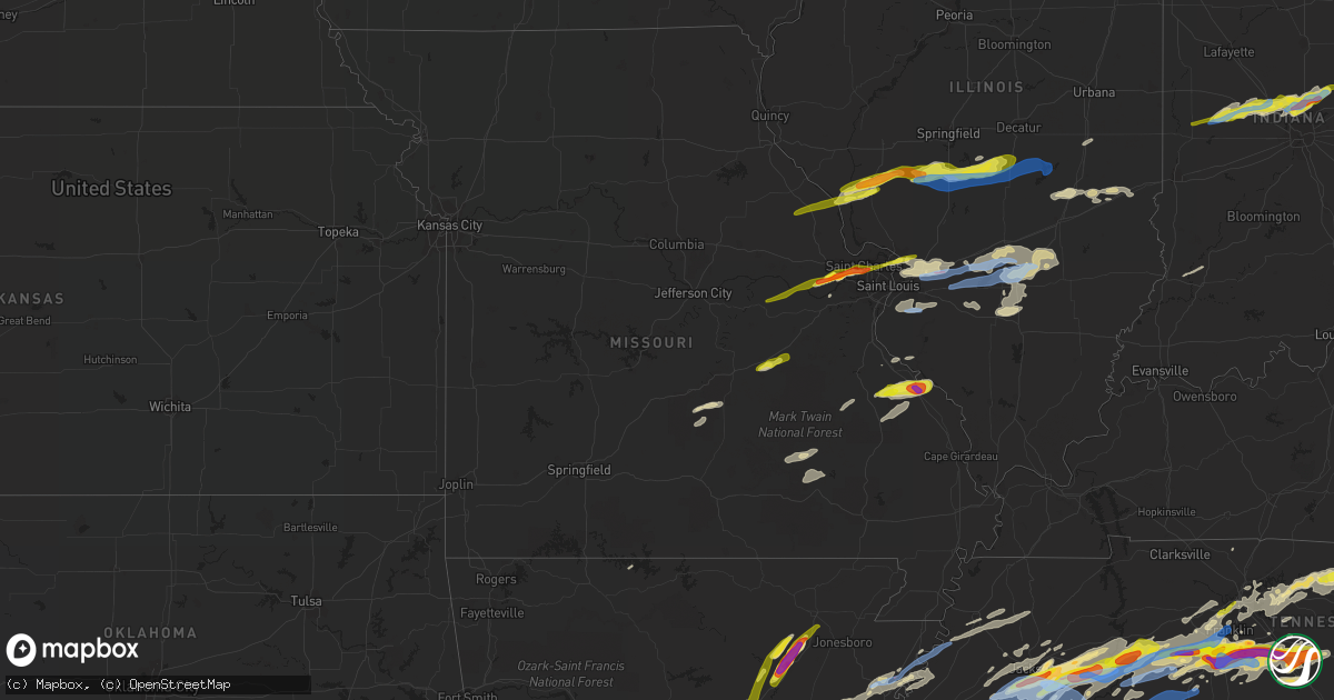 Hail map in Missouri on March 27, 2021