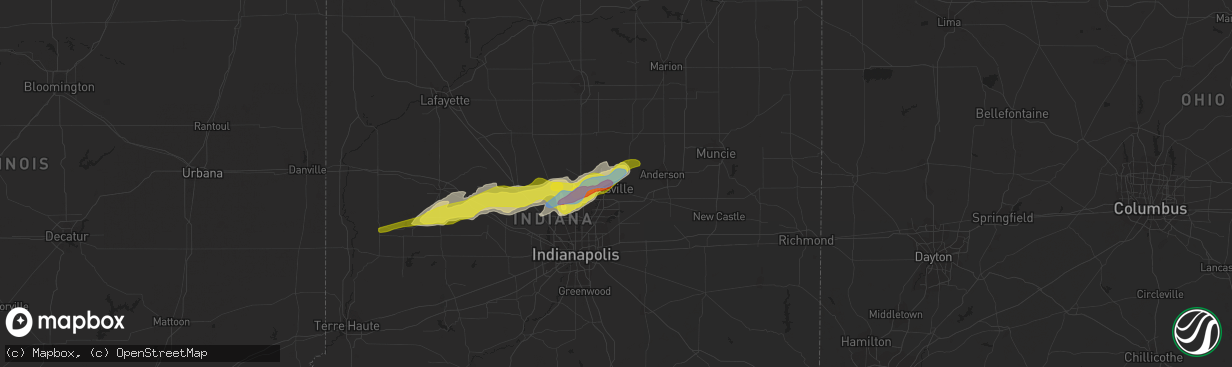 Hail map in Noblesville, IN on March 27, 2021