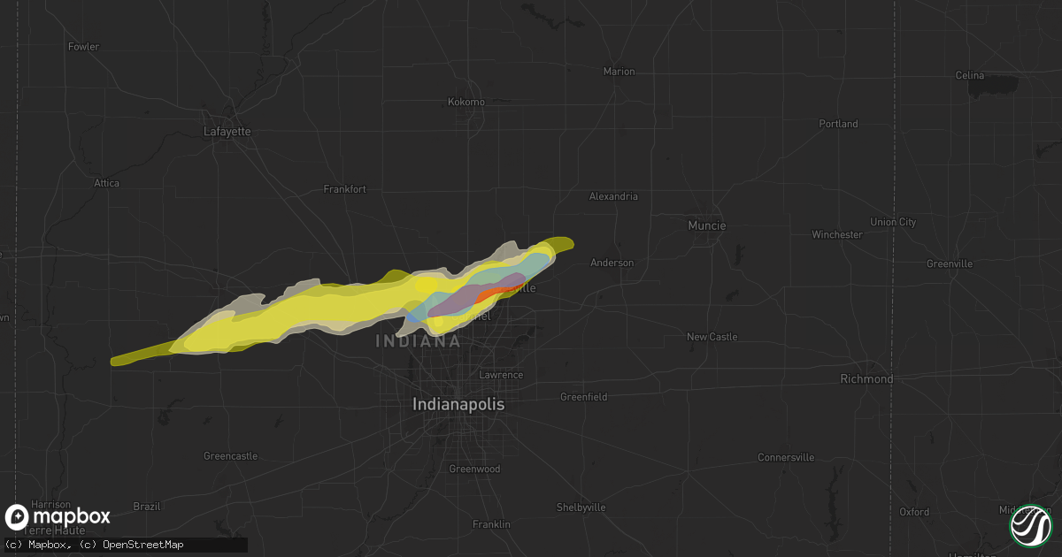 Hail map in Noblesville, IN on March 27, 2021