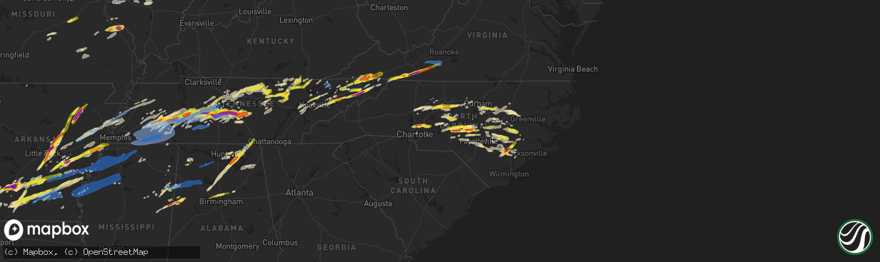 Hail map in North Carolina on March 27, 2021