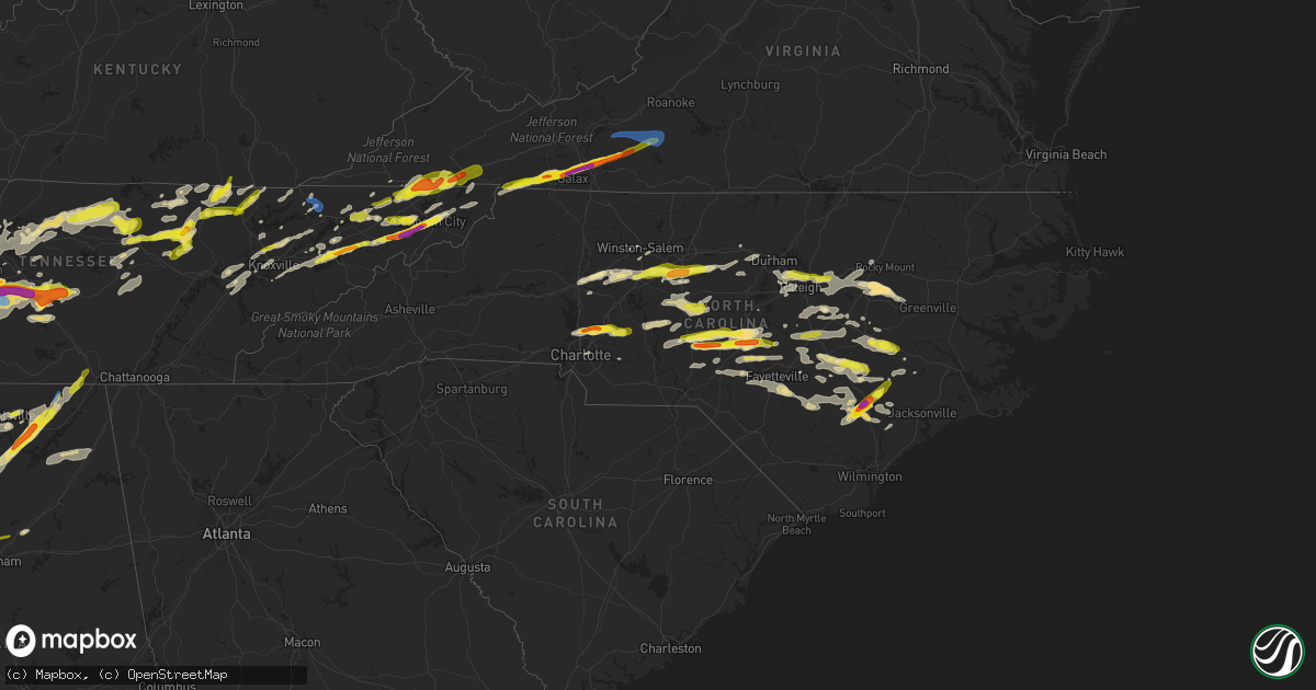 Hail map in North Carolina on March 27, 2021
