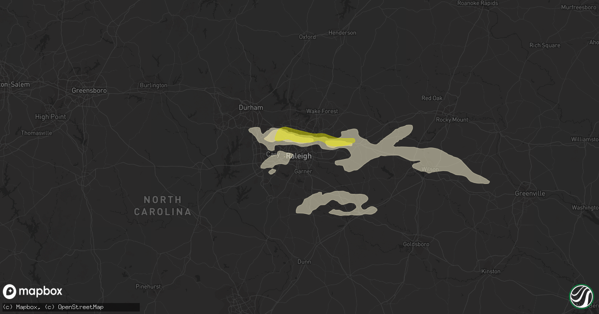 Hail map in Raleigh, NC on March 27, 2021