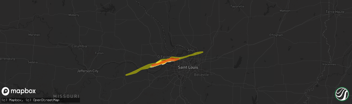 Hail map in Saint Charles, MO on March 27, 2021