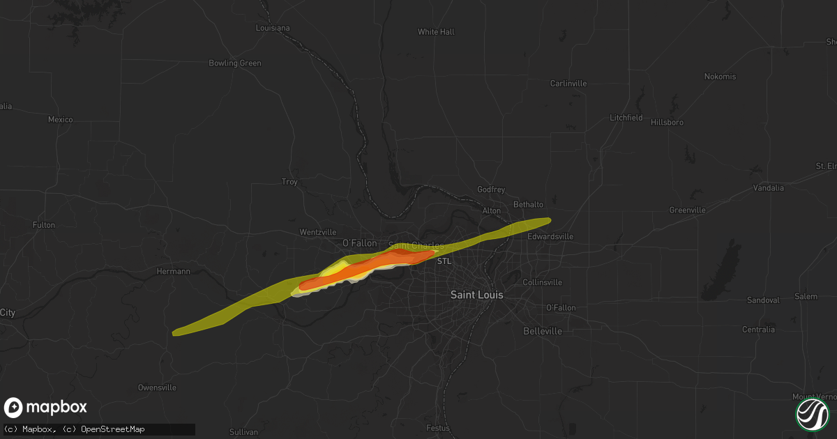 Hail map in Saint Charles, MO on March 27, 2021