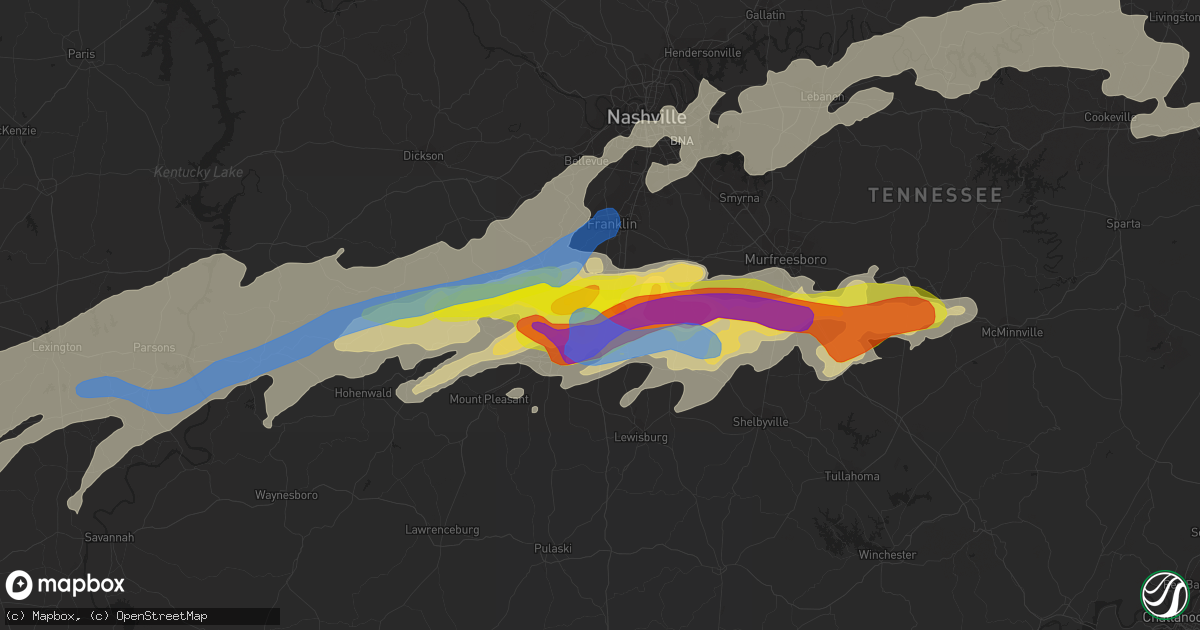 Hail map in Spring Hill, TN on March 27, 2021