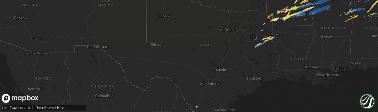 Hail map in Texas on March 27, 2021