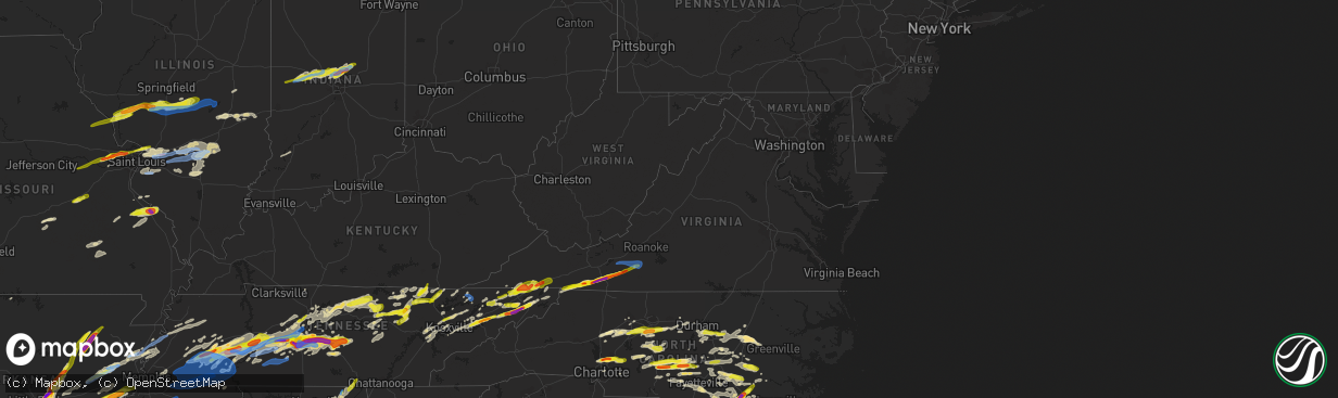 Hail map in Virginia on March 27, 2021