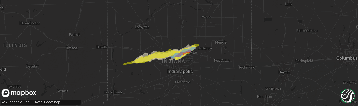 Hail map in Westfield, IN on March 27, 2021