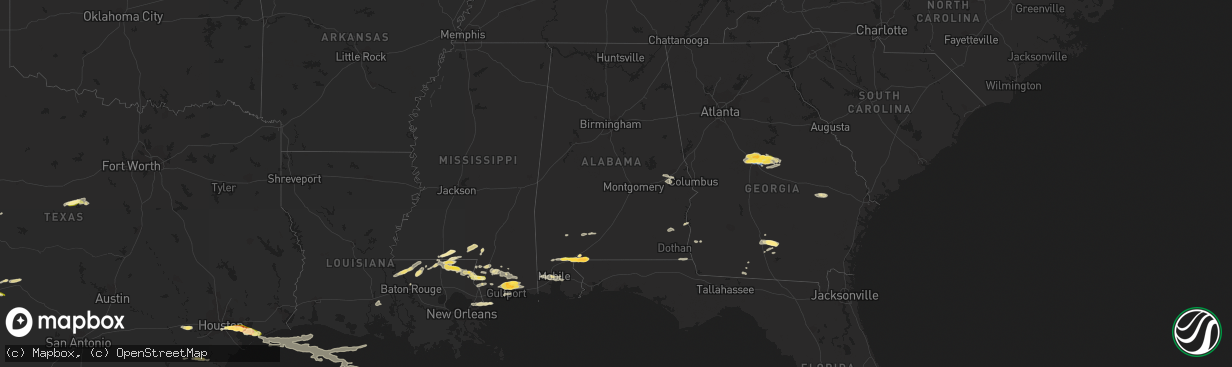 Hail map in Alabama on March 27, 2023
